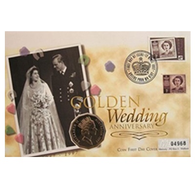 1997 Golden Wedding Anniversary HM QEII 50 Cent Coin